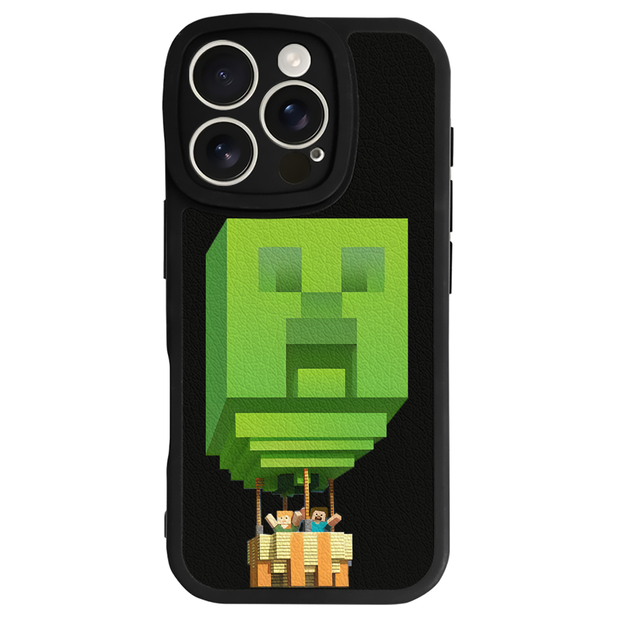 （画像用） マインクラフト ブロックの世界 Minecraft MC Block world 【iPhone 16シリーズ対応】シリコンスマホケース（レザー調） 材質：シリコン